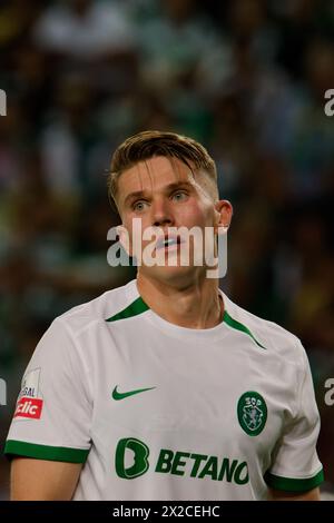 Lisbona, Portogallo. 21 aprile 2024. Lisbona, Portogallo, 21 aprile 2024: Viktor Gyokeres (9 Sporting CP) durante la partita della Liga Portugal tra lo Sporting CP e il Vitoria SC all'Estadio Jose Alvalade di Lisbona, Portogallo. (Pedro Porru/SPP) credito: SPP Sport Press Photo. /Alamy Live News Foto Stock