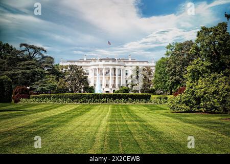 La Casa Bianca, sede del presidente degli Stati Uniti a Washington DC. Foto Stock
