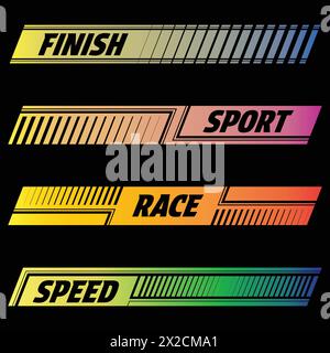 Set di decalcomanie sportive con sfumatura di testo Illustrazione Vettoriale