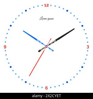Illustrazione vettoriale dell'orologio meccanico. Quadrante dell'orologio su sfondo bianco. Illustrazione Vettoriale