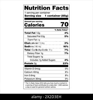 Etichetta dati nutrizionali Amministrazione degli Stati Uniti Food Drugs Administration FDA visualizzazione semplificata Illustrazione Vettoriale