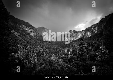 La splendida vista del tunnel in monocromia - Yosemite National Park, California Foto Stock