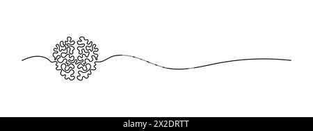 Creatività del cervello umano vs caos logico concetto di disegno a linea continua organizzato .illustrazione vettoriale a una linea Illustrazione Vettoriale