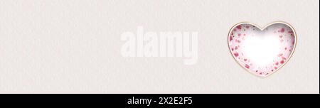 Heart Hole Flowers Noble Ornaments Ribbon Long Header striscione lungo con un cuore e ornamenti nobili. Foto Stock