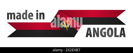 Realizzato in Angola grafica ed etichetta. Elemento di impatto per l'uso che si desidera fare di esso. Illustrazione Vettoriale
