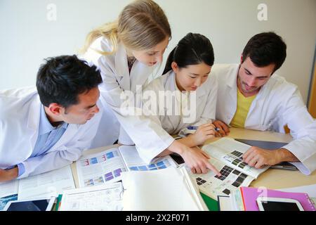 Ricercatori nella sala riunioni. Servizi tecnologici all'industria. Tecnalia Research & Innovation, Donostia, San Sebastian, Gipuzkoa, Paesi Baschi, SP Foto Stock