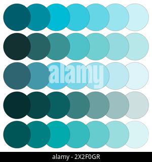 Gradiente punto verde scuro. Spettro acqua serena. Sovrapposizione del cerchio cromatico. Illustrazione vettoriale. EPS 10. Illustrazione Vettoriale