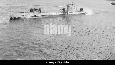 THE POLISH NAVY IN BRITAIN, 1939-1947 - Bow view of the Polish Navy Submarine ORP Sokół (Falcon) at Greenock, luglio 1942 Polish Navy, ORP Sokół, Polish Navy Foto Stock