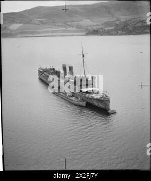 HMS NEMESIS - ormeggiata con una nave a fianco di NEMESIS (ex SOUTHERN ISLES e PRINCESS MARIE JOSE) Foto Stock