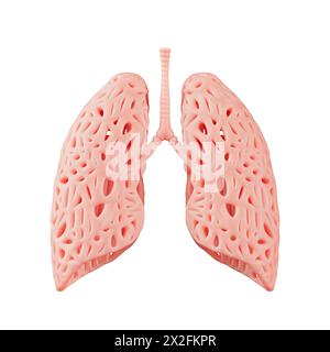 Modello di organo polmonare astratto su sfondo bianco. Rendering 3d. Foto Stock
