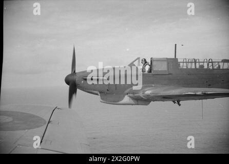 IMMAGINI DEL BRACCIO PNEUMATICO DELLA FLOTTA. APRILE 1941, FOTOGRAFIA AEREA. - Fairey Fulmar del 807 Squadron della HMS ARK ROYAL, in volo Foto Stock