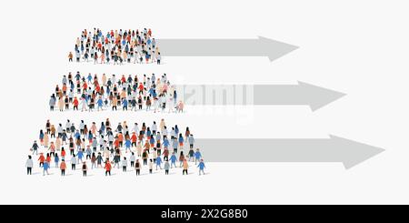 Un grande gruppo di persone a forma di piramide. Concetto di infografica. Illustrazione vettoriale Illustrazione Vettoriale