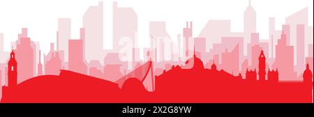 Poster rosso dello skyline della città DI VALENCIA, SPAGNA Illustrazione Vettoriale