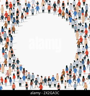 Un folto gruppo di persone a forma di cerchio. Illustrazione Vettoriale Illustrazione Vettoriale