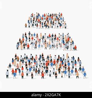 Un grande gruppo di persone a forma di piramide. Concetto di infografica. Illustrazione vettoriale Illustrazione Vettoriale
