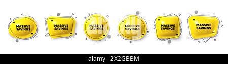 Risparmi straordinari. Cartello con il prezzo dell'offerta speciale. Set di icone 3d con bolla vocale. Vettore Illustrazione Vettoriale