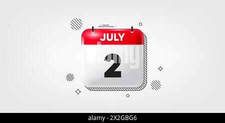 icona 2° giorno del mese. Data di pianificazione dell'evento. Icona della data del calendario del 3 luglio. Vettore Illustrazione Vettoriale