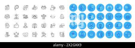 Pacchetto icone Fever, Touch Screen e mental Conundrum line. Per applicazioni Web. Pulsanti delle icone a colori. Vettore Illustrazione Vettoriale