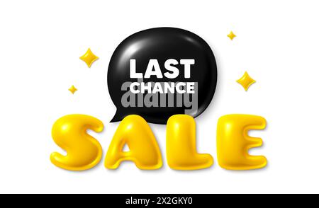 Offerta ultima occasione. Cartello con il prezzo dell'offerta speciale. Banner 3d testo di vendita con bolla chat. Vettore Illustrazione Vettoriale
