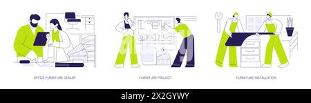 Illustrazione vettoriale del concetto astratto del commercio del mobile della concessionaria. Illustrazione Vettoriale