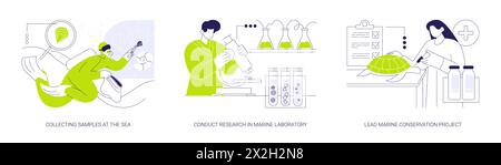 Illustrazioni vettoriali di concetto astratto di scienza marina. Illustrazione Vettoriale