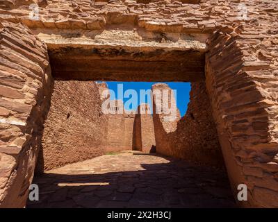 Rovine di Quarai, Salinas Pueblo Missions National Monument, Punta del Agua, New Mexico. Foto Stock