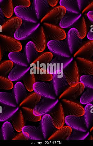 Tessuto con stampa a cera africana, ornamenti fatti a mano con fiori etnici per il tuo design, motivi floreali colorati elementi geometrici. Sfondo nero vettoriale Illustrazione Vettoriale