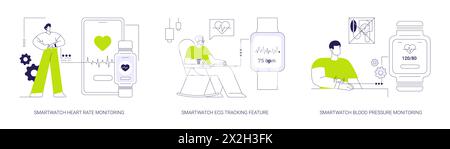 Smartwatch Healthcare presenta illustrazioni vettoriali di concetto astratto. Illustrazione Vettoriale