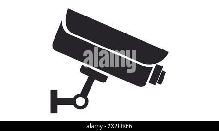 Icona della telecamera di sorveglianza. Illustrazione in bianco e nero modificabile isolata dal vettore Illustrazione Vettoriale