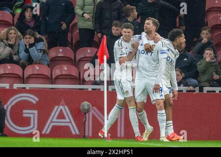 Riverside Stadium, Middlesbrough lunedì 22 aprile 2024. Patrick Bamford del Leeds United festeggia dopo aver segnato il secondo gol del Leeds United durante la partita del campionato Sky Bet tra Middlesbrough e Leeds United al Riverside Stadium di Middlesbrough lunedì 22 aprile 2024. (Foto: Trevor Wilkinson | mi News) crediti: MI News & Sport /Alamy Live News Foto Stock