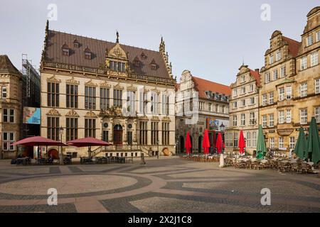 Camera dell'industria e del commercio, IHK per Brema e Bremerhaven nelle case Schuetting e Gable sulla piazza del mercato di Brema, a Brema, anseatica Foto Stock