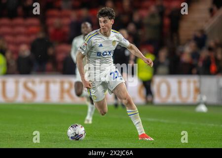 Riverside Stadium, Middlesbrough lunedì 22 aprile 2024. Archie Gray del Leeds United durante il match del campionato Sky Bet tra Middlesbrough e Leeds United al Riverside Stadium di Middlesbrough lunedì 22 aprile 2024. (Foto: Trevor Wilkinson | mi News) crediti: MI News & Sport /Alamy Live News Foto Stock