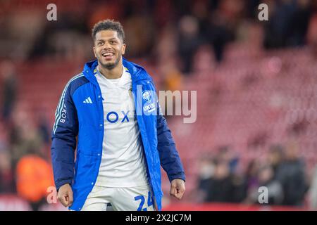 Riverside Stadium, Middlesbrough lunedì 22 aprile 2024. Georginio Rutter del Leeds United festeggia la fine della partita di campionato Sky Bet tra Middlesbrough e Leeds United al Riverside Stadium di Middlesbrough lunedì 22 aprile 2024. (Foto: Trevor Wilkinson | mi News) crediti: MI News & Sport /Alamy Live News Foto Stock