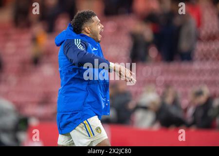 Riverside Stadium, Middlesbrough lunedì 22 aprile 2024. Georginio Rutter del Leeds United festeggia la fine della partita di campionato Sky Bet tra Middlesbrough e Leeds United al Riverside Stadium di Middlesbrough lunedì 22 aprile 2024. (Foto: Trevor Wilkinson | mi News) crediti: MI News & Sport /Alamy Live News Foto Stock