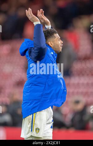 Riverside Stadium, Middlesbrough lunedì 22 aprile 2024. Georginio Rutter del Leeds United festeggia la fine della partita di campionato Sky Bet tra Middlesbrough e Leeds United al Riverside Stadium di Middlesbrough lunedì 22 aprile 2024. (Foto: Trevor Wilkinson | mi News) crediti: MI News & Sport /Alamy Live News Foto Stock