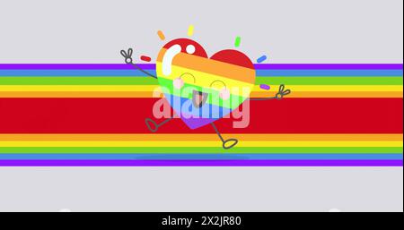 Immagine del cuore arcobaleno felice sullo sfondo arcobaleno Foto Stock