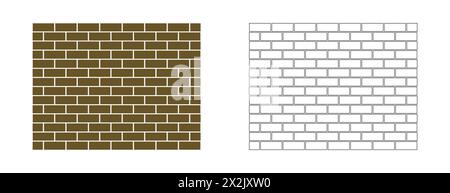 Icone delle pareti in mattoni, eleganti vettori in stile artistico a linea piatta. Illustrazione Vettoriale