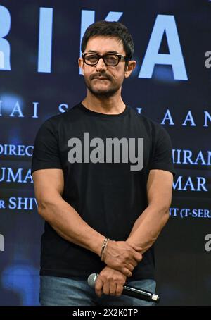 Mumbai, India. 22 aprile 2024. L'attore e regista di Bollywood Aamir Khan ha visto durante il lancio della canzone del prossimo film "Srikanth" a Mumbai. Credito: SOPA Images Limited/Alamy Live News Foto Stock