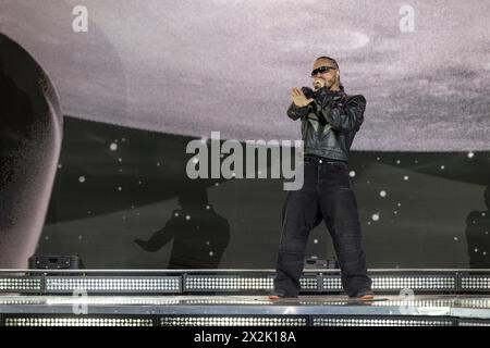 Indio, Stati Uniti. 21 aprile 2024. J Balvin durante il Coachella Music Festival all'Empire Polo Club il 21 aprile 2023, a Indio, California (foto di Daniel DeSlover/Sipa USA) crediti: SIPA USA/Alamy Live News Foto Stock