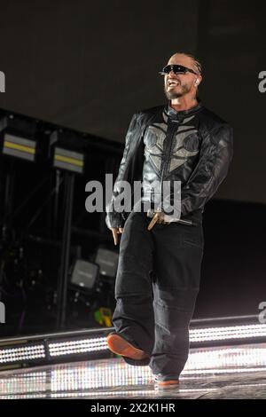 Indio, Stati Uniti. 21 aprile 2024. J Balvin durante il Coachella Music Festival all'Empire Polo Club il 21 aprile 2023, a Indio, California (foto di Daniel DeSlover/Sipa USA) crediti: SIPA USA/Alamy Live News Foto Stock
