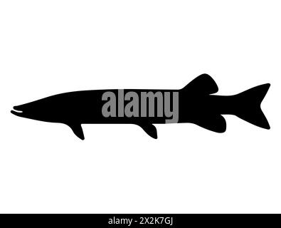 Muskellunge Fish silhouette grafica vettoriale Illustrazione Vettoriale