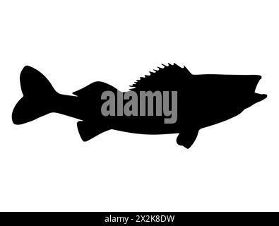 Walleye Fish silhouette grafica vettoriale Illustrazione Vettoriale