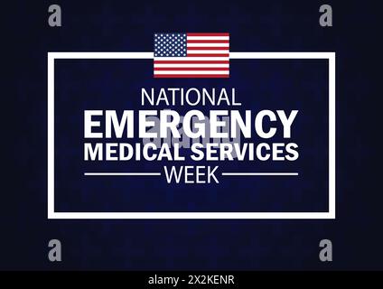 Settimana nazionale dei servizi medici di emergenza. Concetto di vacanza. Modello per sfondo, banner, scheda, poster con iscrizione di testo. Illustrazione vettoriale Illustrazione Vettoriale