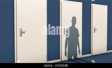 Trovate la porta giusta Foto Stock