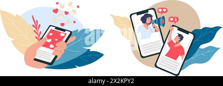 Metriche di coinvolgimento vettore del concetto sociale Illustrazione Vettoriale