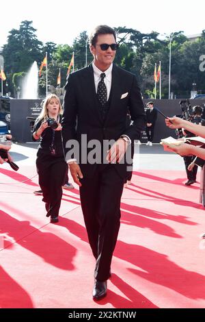 Madrid, Spagna. 22 aprile 2024. Il rugby statunitense Tom Brady arriva ai Laureus World Sports Awards 2024 a Madrid, Spagna, 22 aprile 2024. Crediti: Gustavo Valiente/Xinhua/Alamy Live News Foto Stock