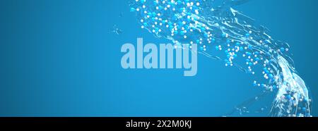 Liquido molecole di acqua H2O. illustrazione 3d. Illustrazione 3d della molecola H2O. Foto Stock