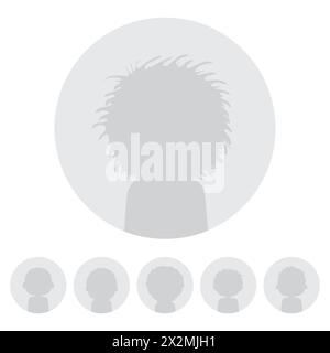 Set di avatar utente Web. Silhouette anonima. Icona profilo sociale. Illustrazione vettoriale. Illustrazione Vettoriale