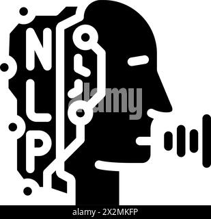illustrazione vettoriale dell'icona del glifo seo nlp di elaborazione del linguaggio naturale Illustrazione Vettoriale