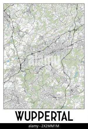 Wuppertal Germania mappa poster art Illustrazione Vettoriale